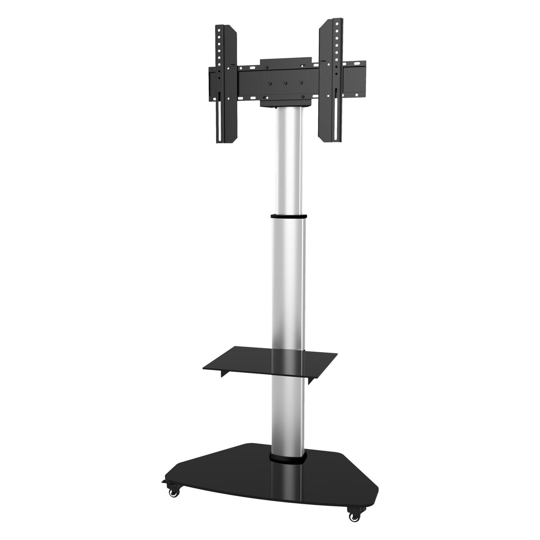 Techly ICA-TR3SL - Wagen für flat panel - Temperglas - Silber - Bildschirmgrösse: 94-178 (40 kg, 37" - 70") (ICA-TR3SL)