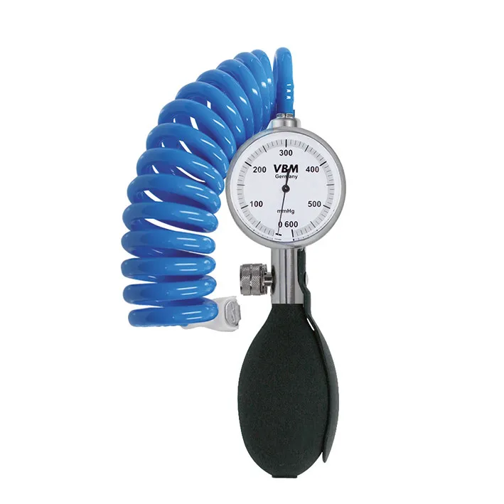VBM Medizintechnik GmbH VBM Komprimeter-Handmanometer 600 mmHg, mit blauem Spiralschlauch 20-18-601