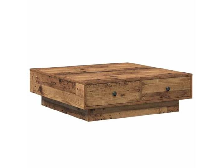 Couchtisch Altholz 90x90x28cm Ingenieurholz Polierte Arbeitsplatte, nur für den Innenbereich, einfache Installation, trockenes Tuch, Zeitschriftenraum