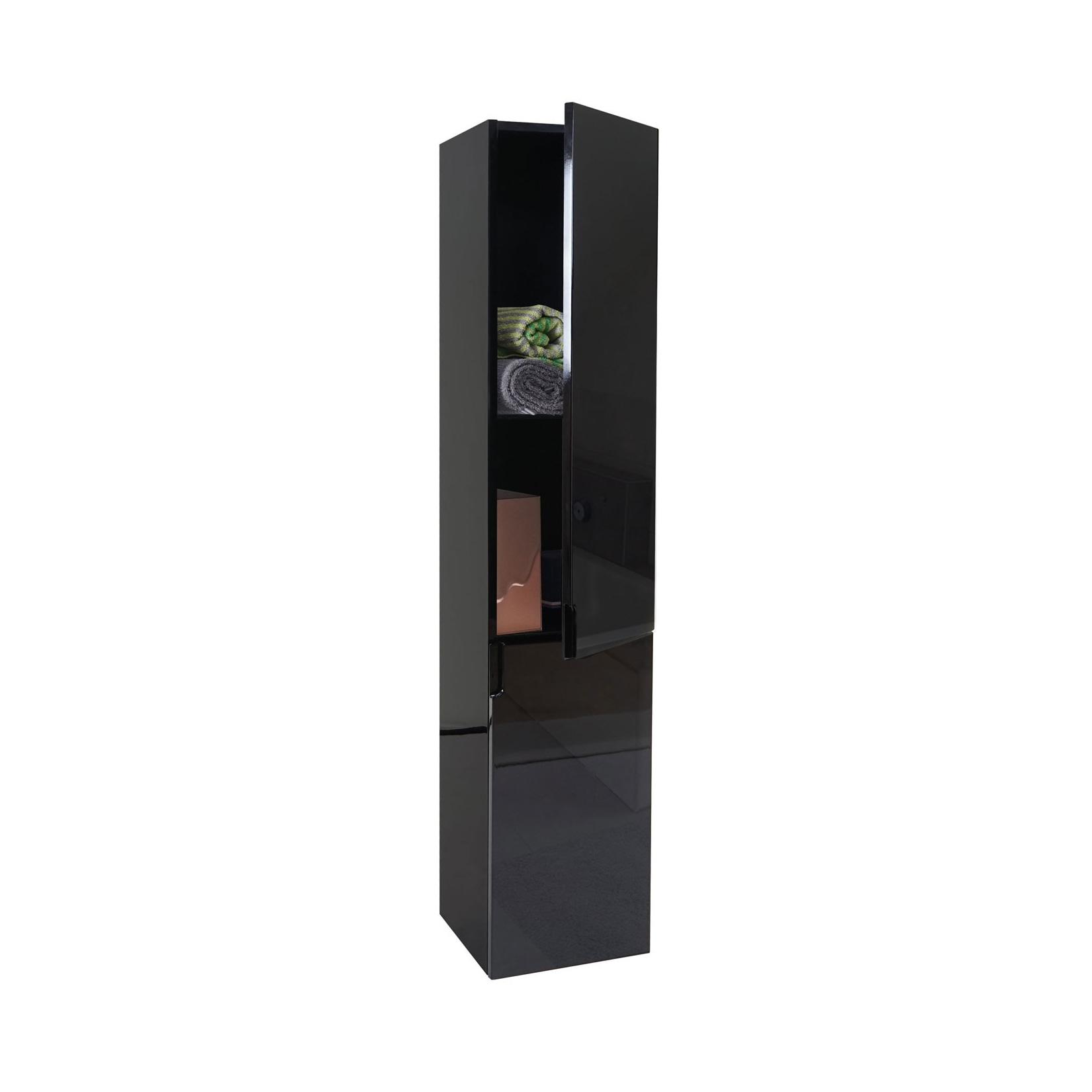 Hängeschrank MCW-B19, Midischrank Hochschrank Badezimmer Badmöbel, hochglanz 150x30cm ~ schwarz