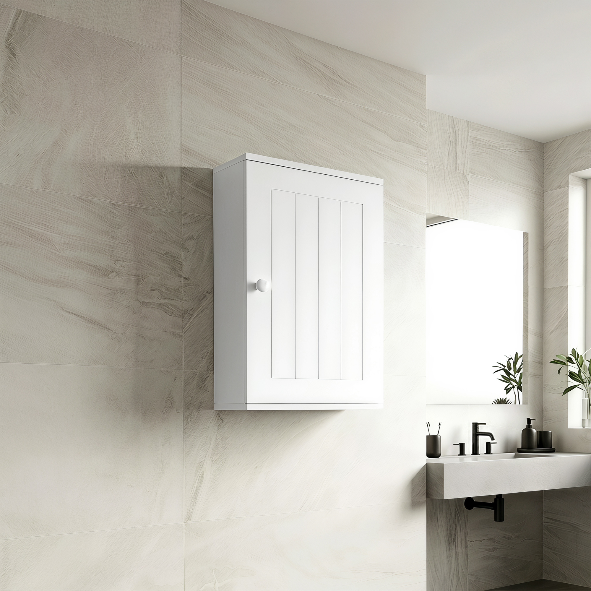 Homcom Mobiletto Bagno Pensile Sopra WC con Ripiano Regolabile e Anta, Bianco   Aosom Italy
