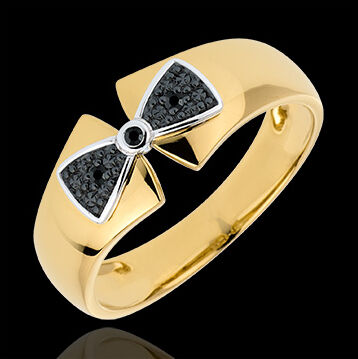 Edenly Ring Schleife Amelia in Gelbgold mit schwarzen Diamanten