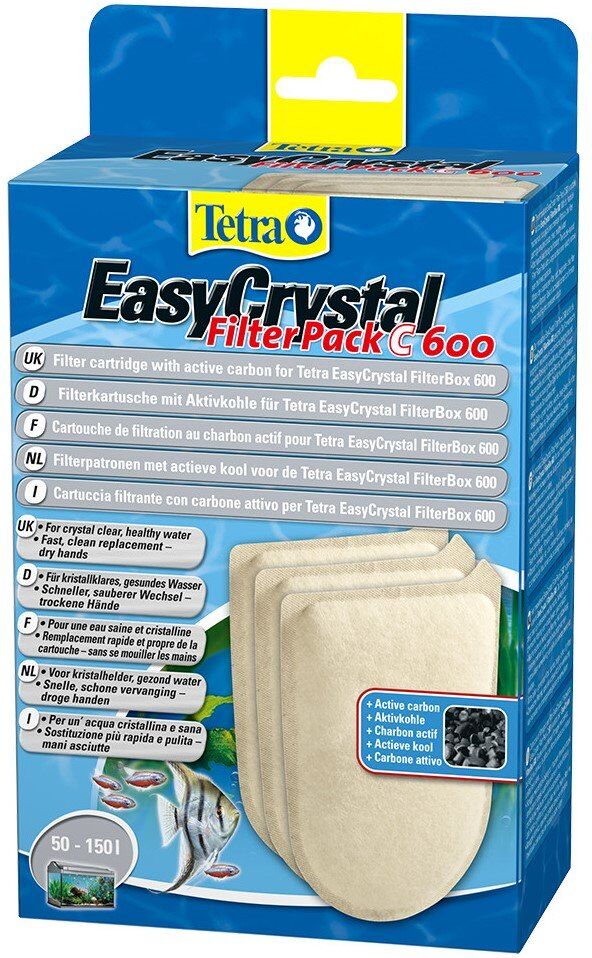 3 Cartucce Filtranti con Carbone Attivo per Filtro Tetra EasyCrystal EC 600