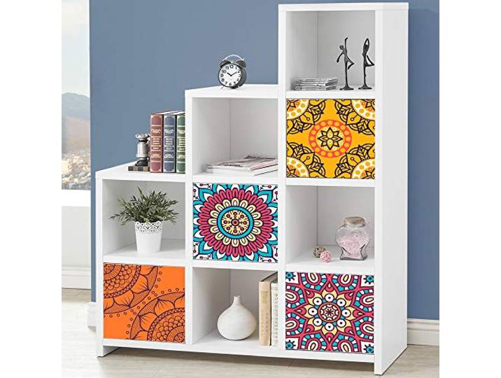 Alwayspon Lot de 4 Autocollants pour meubles IKEA KE Expedit Kallax pour étagère\, bibliothèque\, commode\, autocollants pour décoration de mobilier\, autocollants à décoller et recoller soi-même\,33x33cm
