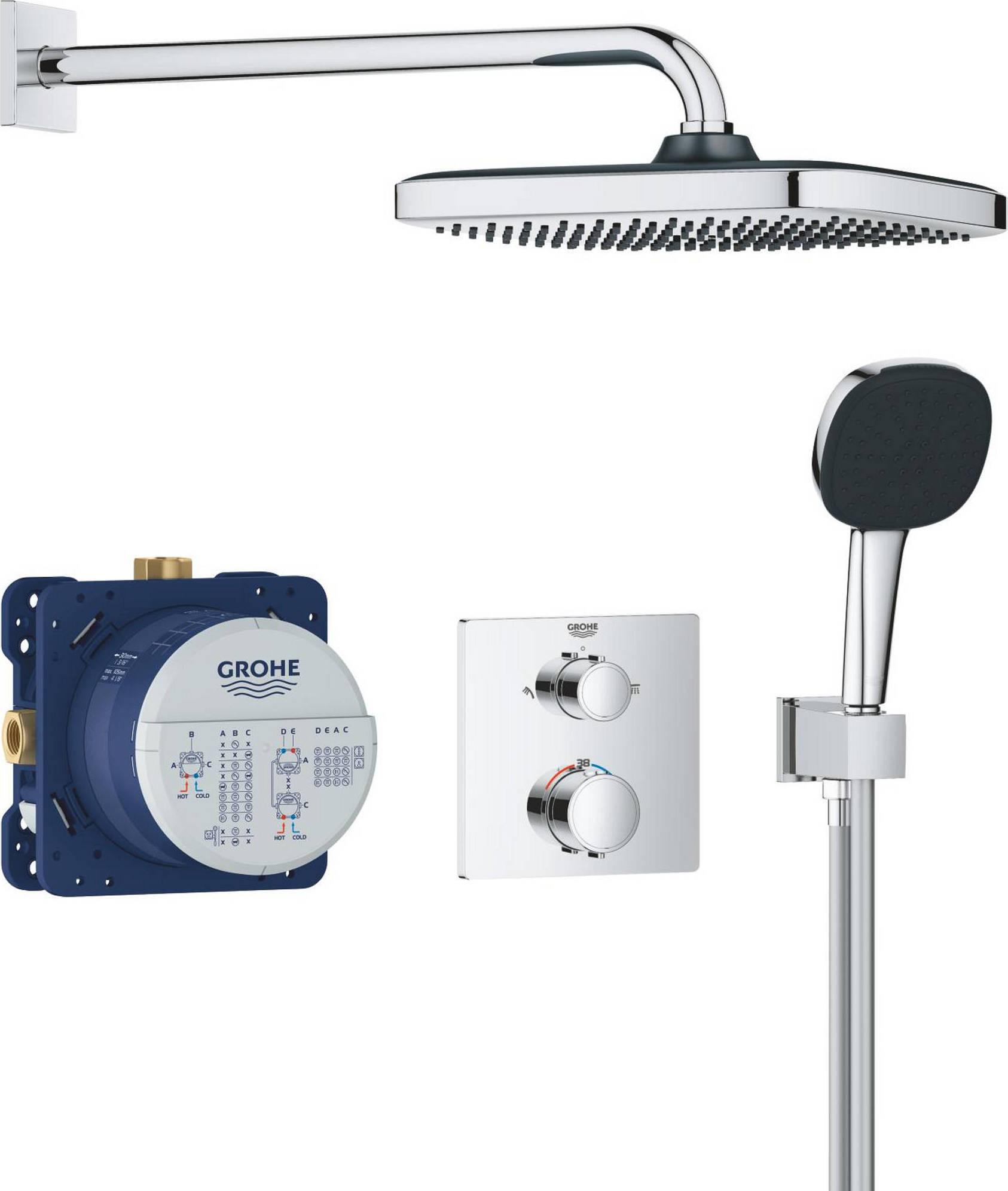 GROHE Precision Duschsystem, Unterputz, mit Vitalio Comfort 250, eckig