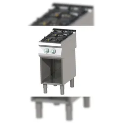A&S polarny Gas-Kochfeld Standgerät Edelstahl 2 Herdplatten 12kw 400x730x900mm Pilotflamme