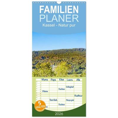 Familienplaner 2026 - Kassel - Natur pur mit 5 Spalten (Wandkalender, 21 x 45 cm) CALVENDO