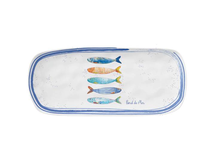 Easy Life Servierplatte Bord de Mer blau, weiss, orange Porzellan Rechteckig B 40 cm