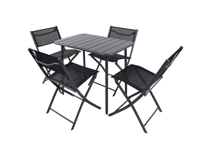Gardenson Gartentischgruppe, Schwarz, Metall, Kunststoff, Gartenmöbel, Gartengarnituren, Gartenmöbel-Sets