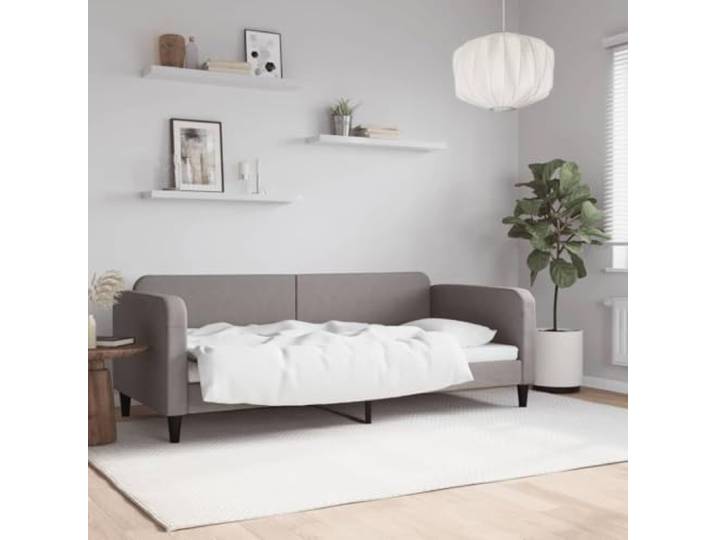 YUOTYRKTEJRSG 2 in 1 Stoff Schlafsofa Gästebett Tagesbett Taupe 90x200 cm Tagesbett Taupe 90x200 cm Stoff Schlafsofa mit Lattenrost Metallgestell Gästebett 2-in-1 Sofabett Modern