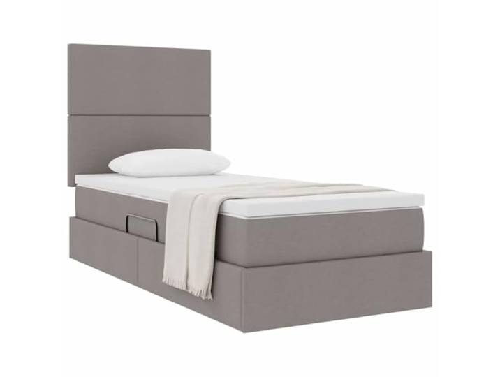 KTHLBRH Doppelbett 100 x 200 cm Taupe mit Stauraum Seitliche hydraulische Anhebung, Kunstleder, inklusive Matratze, Metallgestell