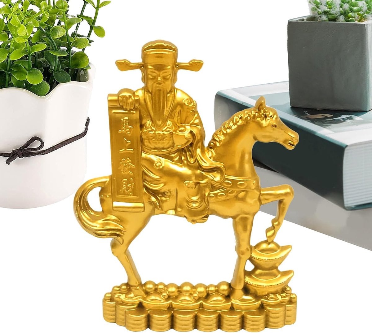 Silvester Paard Beeldje Goud - H: 10 cm, B: 5 cm, D: 10 cm