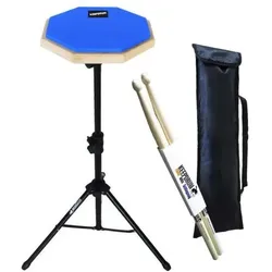 keepdrum DP-BL8 Practice Pad Blau mit Stativ mitSticks, Schlagzeug Zubehör, Blau