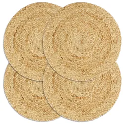 vidaXL Tischsets 4 Stk. Uni Natur 38 cm Rund Jute