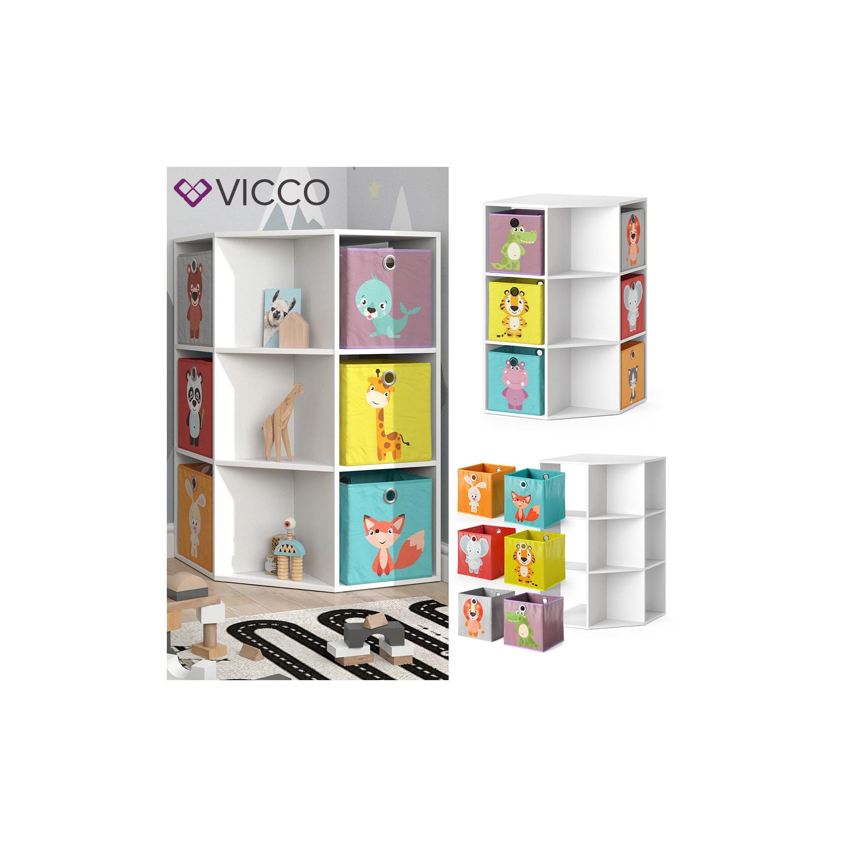 Vicco Kinderregal Eckregal Spielzeugablage Luigi Weiß Sitzbank Kinder-Faltboxen