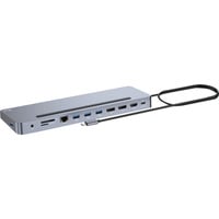 USB-C Metal Ergonomic Triple 4K Docking Station, Dockingstation HDMI, DP, USB-C, PD, mit Ladegerät