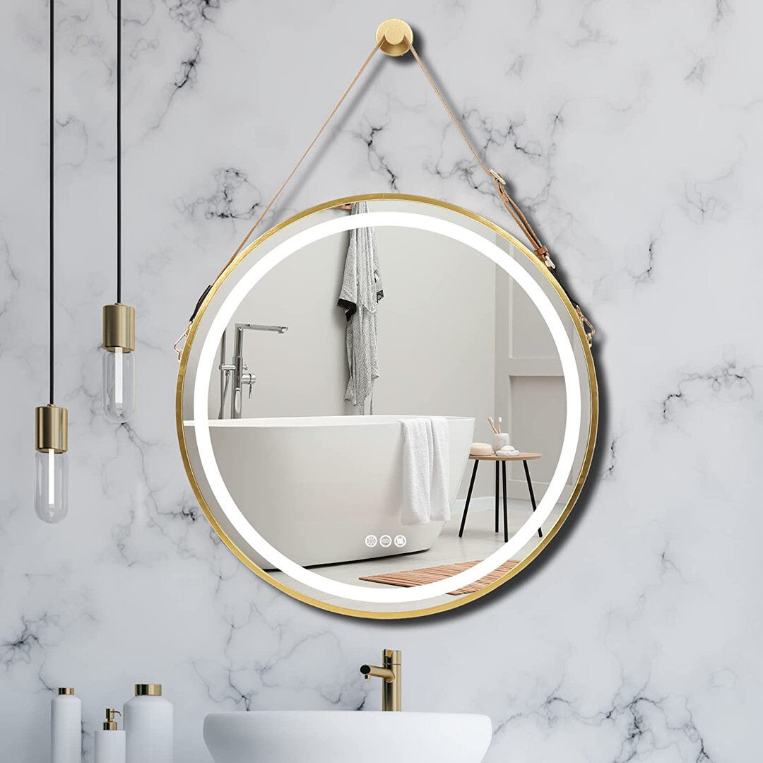 Rio Adwaith Flat Vanity Mirror Gold 60cm H x 60cm W