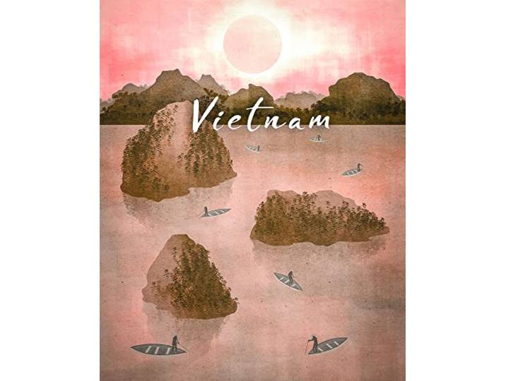 Komar Wandbild - Vintage Travel Vietnam - Größe: 40 x 50 cm - Poster, Kunstdruck, Dekoration, Wohnzimmer, Schlafzimmer