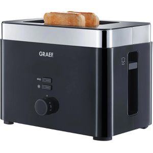 Graef Toaster TO62, mit 6 Röststufen & Auftaufunktion, schwarz, 888W, Kunststoff, mit Brötchenaufsatz, für 2 Scheiben