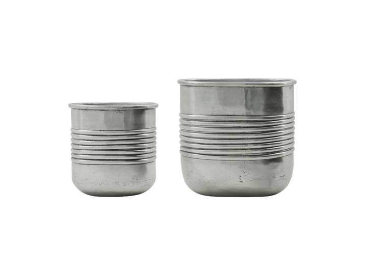 House Doctor Pot Groove aluminium ovale, 2 pièces Argent antique