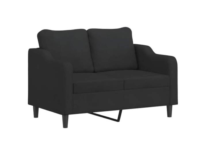 KTHLBRH Sofa-Set, 3-teilig, schwarz mit Kissen Stoff 100 % Polyester, Gestell Metall, Fußstütze inklusive, 4 Kissen