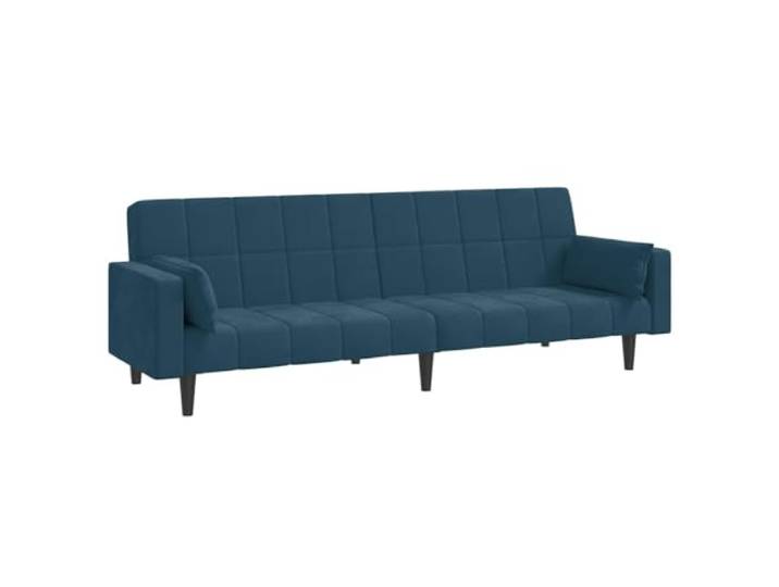 GHVBNMF Schlafsofa 2-Sitzer Klappbar Samt Couch mit 2 Kissen Blau 2-in-1 Bettsofa aus Samt mit verstellbarer Rückenlehne und Kissen für Schlafzimmer, Studio & Gästezimmer.