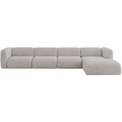 ECKSOFA Ottomane Rechts MIRA-L3 409x179x70 Hellgrau Velours