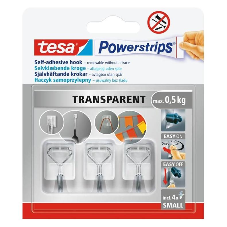 tesa Clothes hook Powerstrips, 3 pcs, transparent (58620-00002-00)