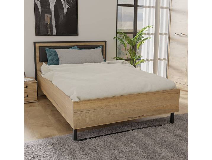 Einzelbett 120 x 200cm Schwarz/Braun