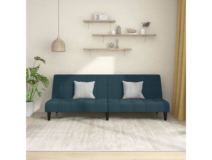 Canapé-lit - ZERODIS - A375840 - 2 places - Velours bleu - Convertible facile