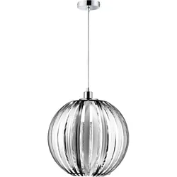 Decken Pendelleuchte mit Kugel Lampenschirm Chrom Design Hängeleuchte, 1x E27, IP20, Durchmesser x Höhe 40 x 150 cm, Wohnzimmer Schlafzimmer