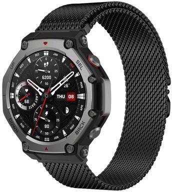 Everyday Crate Amazfit T Rex 3 Milanese Watch Band Stainless Steel Magnetic Parachute Buckle Strap black