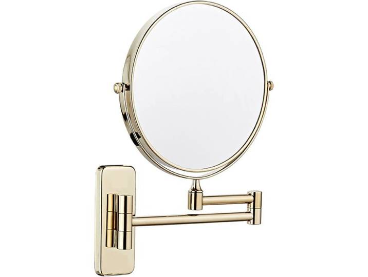 Miroir Maquillage Mural Extensible Miroir Grossissant x5 Doré Salle de Bain Diamètre 20cm