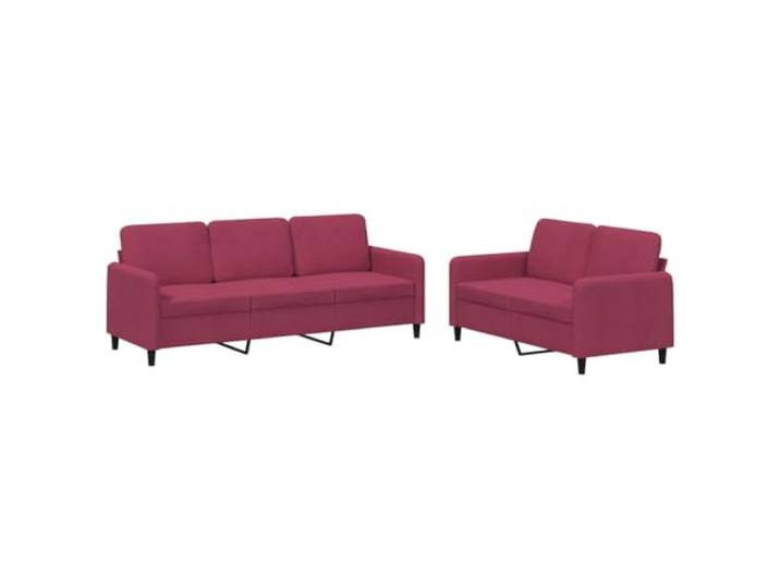 Makastle 2er Set Sofa Couchgarnitur Weinrot Samt