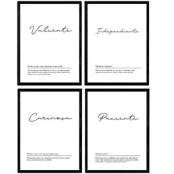 POSTER Set mit 4 Wortdefinitionen für Paare Mädchen Jahrgang A4 Rahmenlos