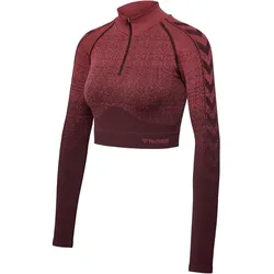 hummel hmlMT FADE Seamless 1/2-Zip langarm Sportshirt Damen 8133 - bitter chocolate/mineral red XL