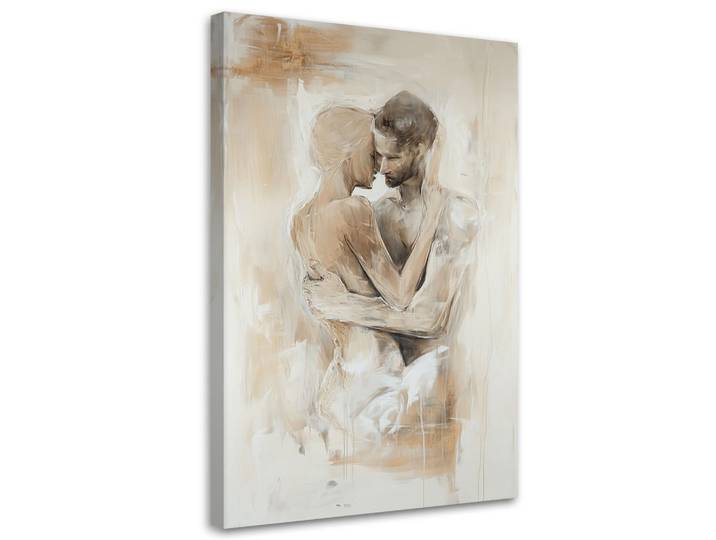 Feeby Wandbild romantisches paar akt liebe beige, Beige, Herz/Romantik, Rechteckig, 60x90 cm, Bilder & Rahmen, Bilder, Leinwandbilder