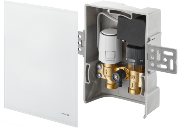 Oventrop Unibox Temperaturregelung 1022772 R-Tronic Echtglas weiß, für Raum und Rücklauf