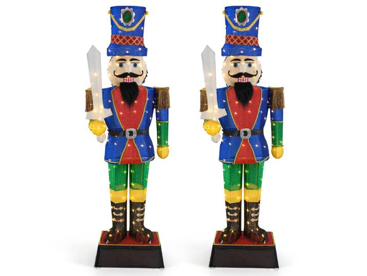 2-delige Set Kerst Notenkraker Figuur Verlichte Kerstdecoratie XXL 184 cm