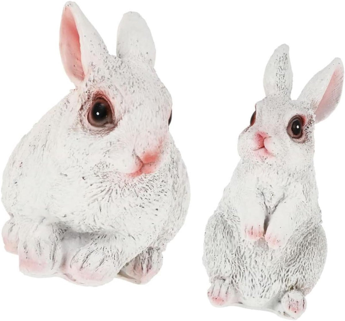 Set van 2 witte paashaas figuren voor paasdecoratie