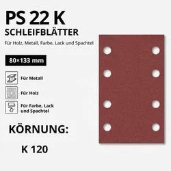 Klingspor PS 22 K Streifen kletthaftend, 80 x 133 mm Lochform GL18 - K 120
