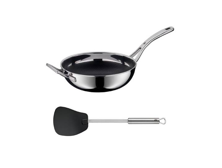 WMF Wok, Bundleset: 1x Wok Pfanne 28 cm und 1x Wok-Wender 36,2 cm