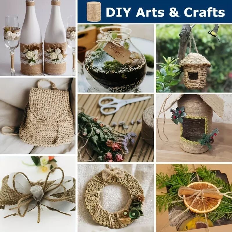 INF Natürliches braunes Jute-Garn - 200 Meter Bastelseil für DIY, Bündeln & Dekoration