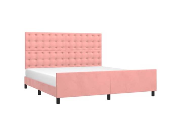 KTHLBRH Bettgestell mit Kopfteil Rosa 180 x 200 cm aus Samt Gepolstertes Bettgestell, stabile Beine, verstellbares Kopfteil, Latten aus Sperrholz
