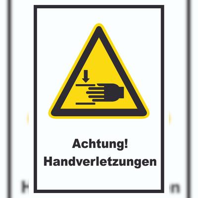 HB-Druck Achtung Handverletzungen A4 Rückseite selbstklebend Schild