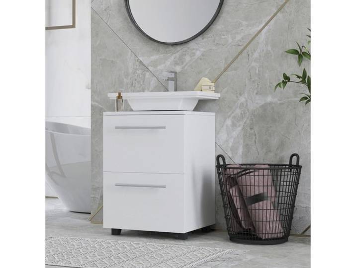 Badezimmerschrank mit Waschbecken-Unterschrank kompakt Spanplatte Blanc