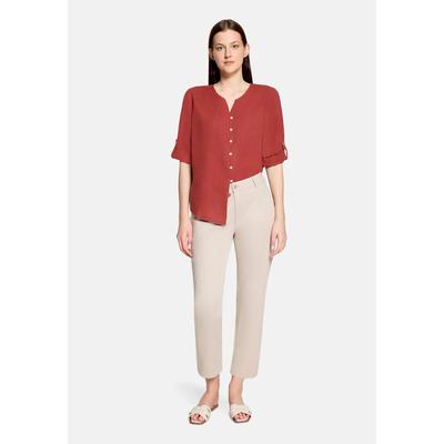 Kurzarmbluse CARTOON "Damen mit V-Ausschnitt", Damen, Gr. 36, rot (rust braun), Obermaterial: 100% Leinen, gerade normal, V-Ausschnitt, Blusen
