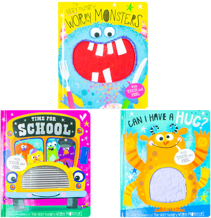 Make Believe Ideas Very Hungry Worry Monsters Touch & Feel 3 Book Set – Sensory & Emotional Wellbeing Books for Toddlers
