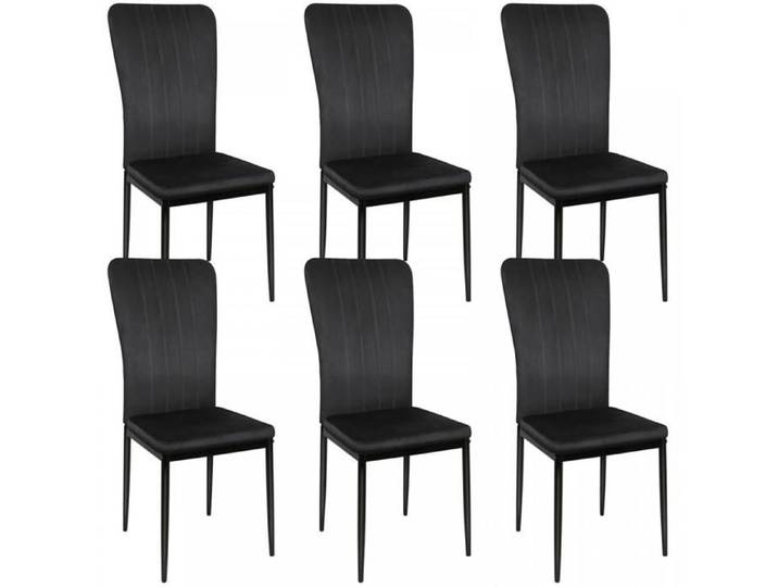 XJING-Chaises de cuisine en velours - Lot de 6 - Chaises de salle à manger à dossier noir