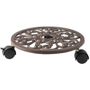 Greemotion Pflanzenroller 139651, für innen, aus Gusseisen, bronze, Feststellbremsen, Ø 30 cm, bis 60 kg